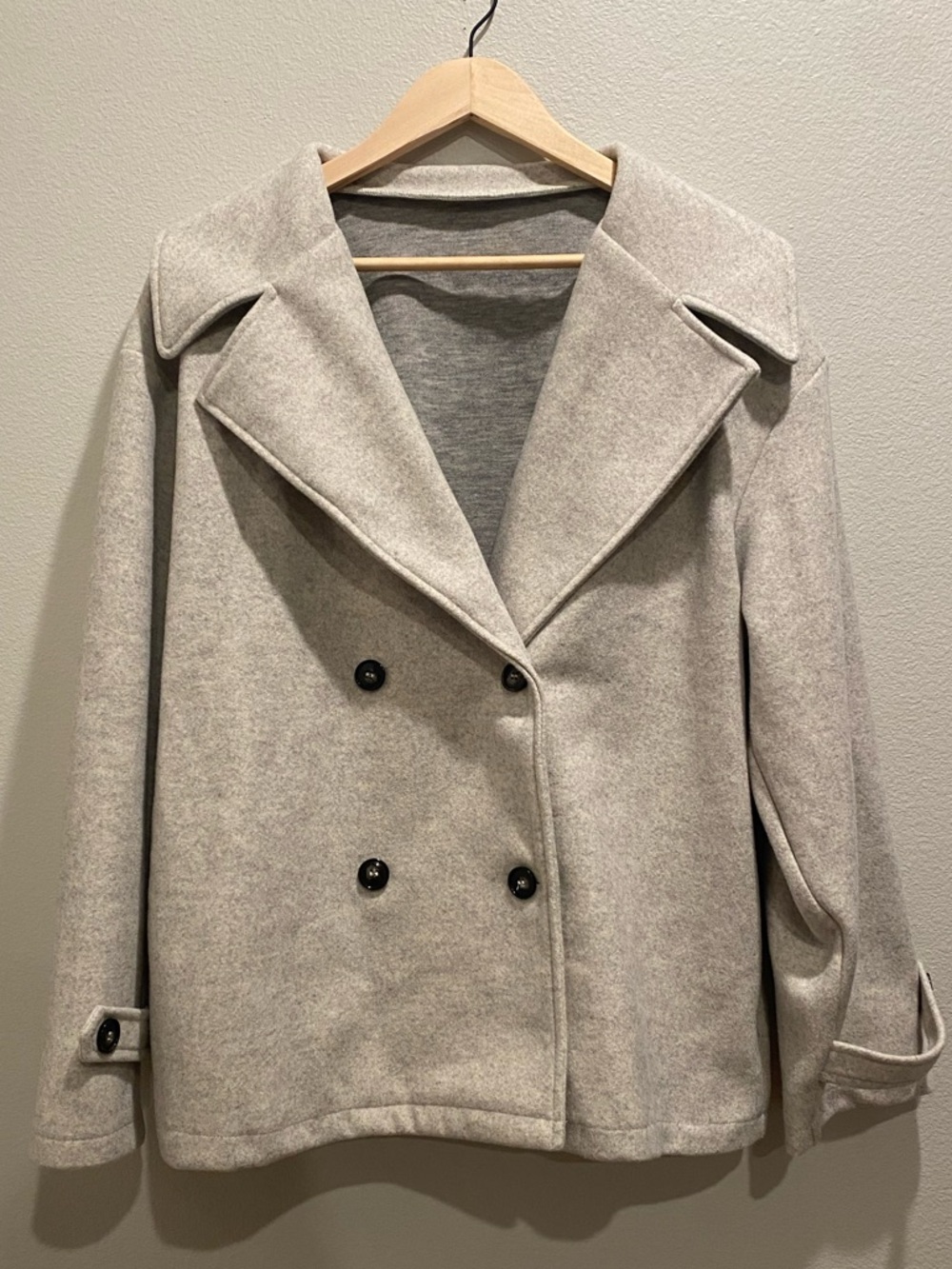 Women’s Double-Breasted Light Gray Peacoat